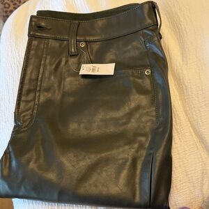 GAP Vintage Slim High Rise Dark Green Leather Pants 32/14S